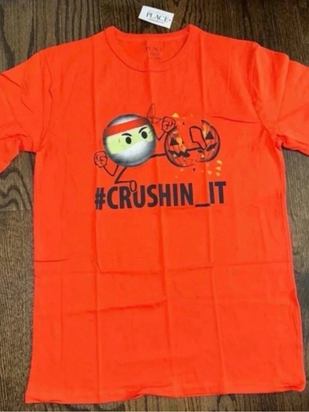 The Children's Place Orange #Crushin_It Ninja Pumpkin Graphic Tee Size XXL (16)